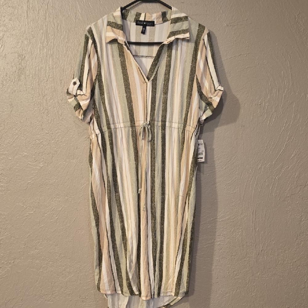 Maternity Striped Button-Up Shirt Dress